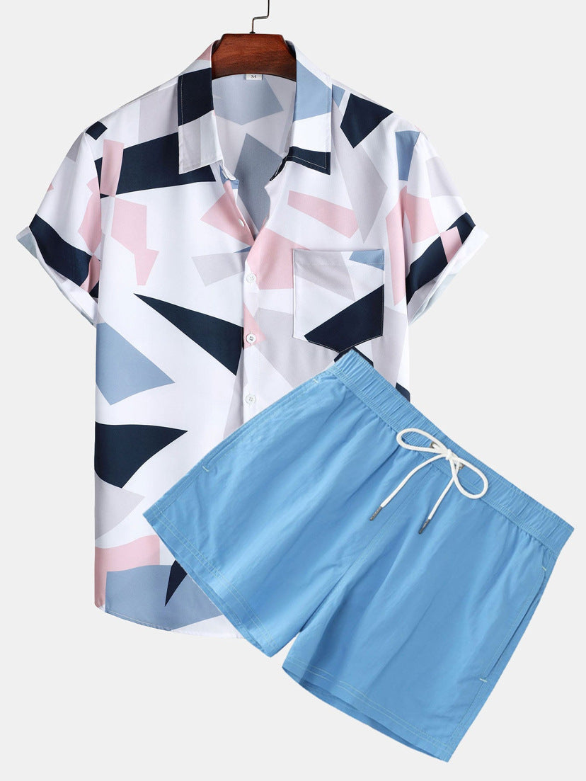 Men's Casual Suit 3D Digital Printing Short Sleeve Shirt Hawaii Suit Lootquake LLC