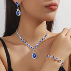 Diamond Necklace Earrings And Bracelet Three Piece Jewelry Set Pi-Mart