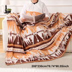 1pc Southwest Native American Flannel Polyester Throw Double-side Printed Blanket, Aztec Geometry Pattern Travel Couch Bed Blanket Plush Soft Lightweight Blanket For All Season Lootquake LLC