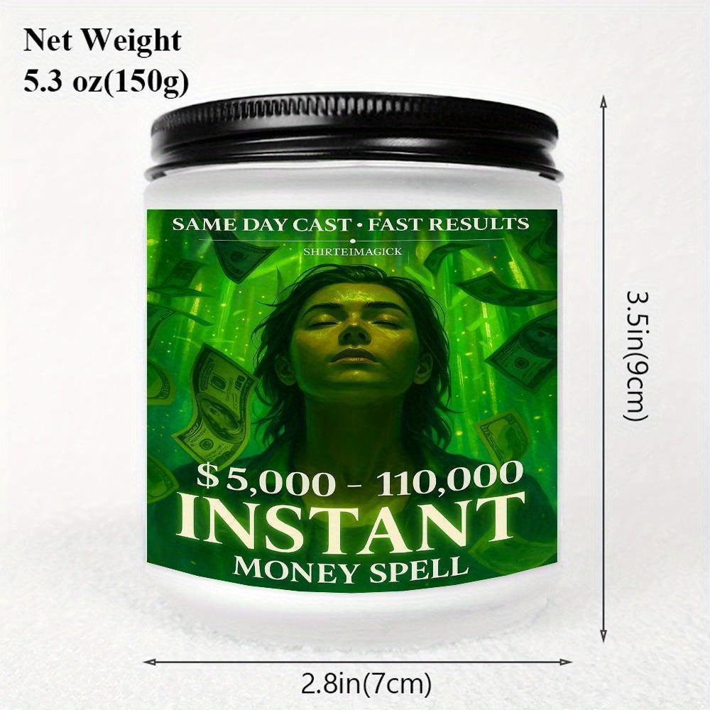 1pc 5. 3 Oz Instant Money Spell Casting Scented Candle Soybean Wax Gift Idea For Women Men Adult Bestie Coworker Husband Wife Him Her Son Daughter Dad Mum Sister Brother Family On Birthday Xmas New Year Funny Unique Essential Lootquake LLC