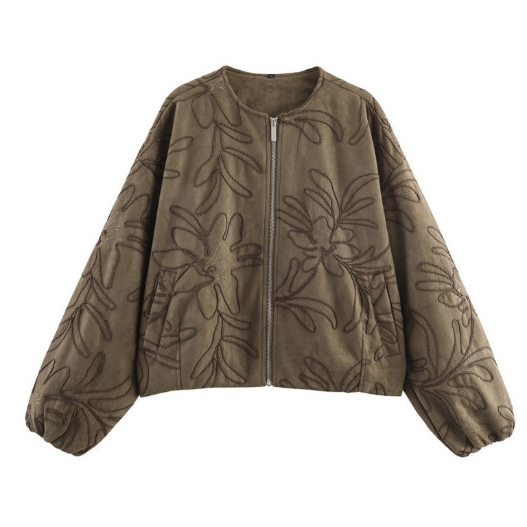 Suede Embroidered Pilot Jacket Women Pi-Mart