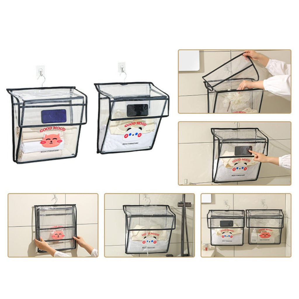 Bathroom transparent storage bag, put clothes toilet storage bag, transparent PVC large-capacity wall-mounted waterproof bathroom hanging bag - SJB-DIAMOND ELITES