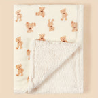 Cozy Bear Cow Pattern Plush Blanket - Luxurious Fleece-lined, Adorable Decor - Perfect Heartwarming Gift for Christmas, Thanksgiving, New Year, Valentines Day Lootquake LLC