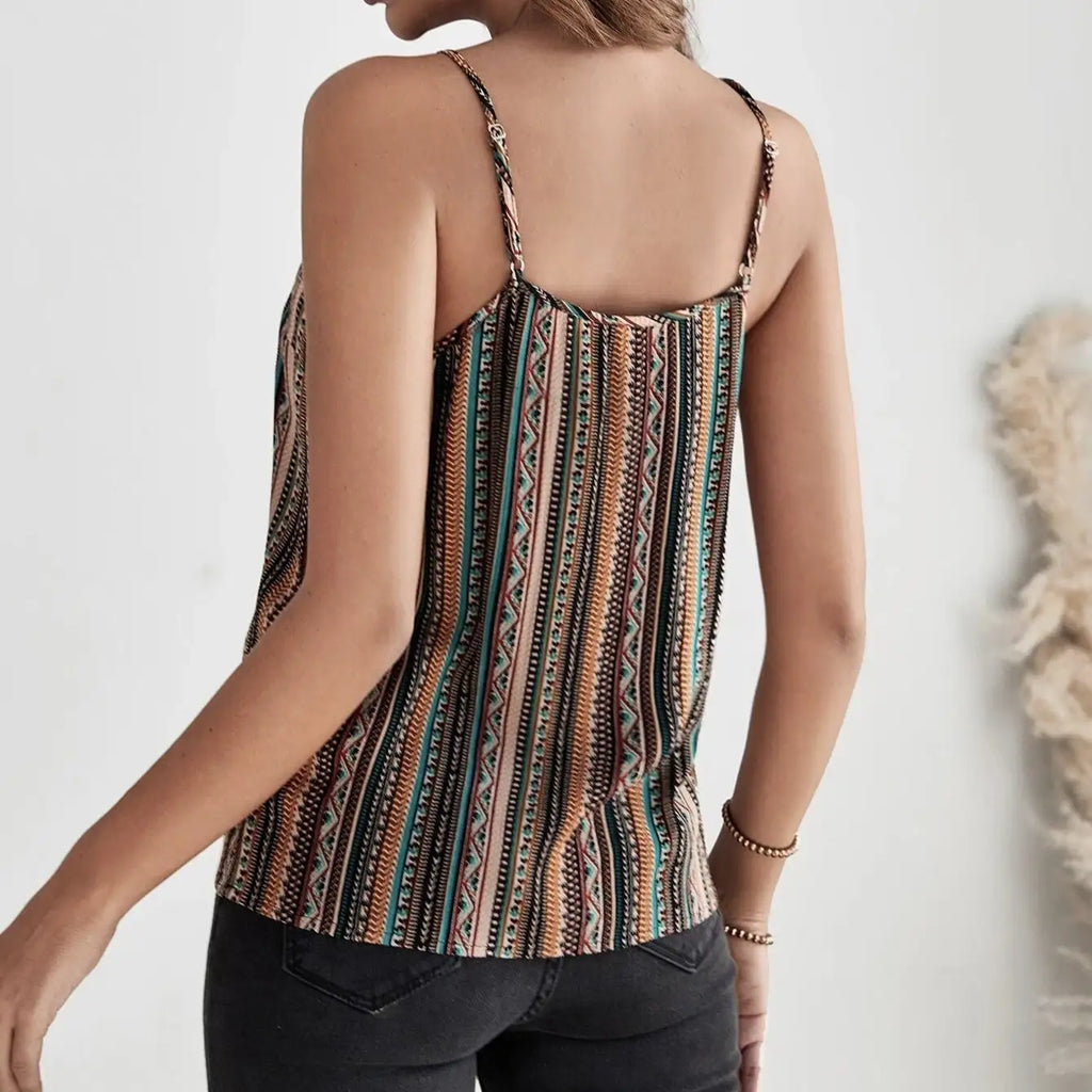 Ladies' Fashionable Geographical Print Retro Camisole Top - SJB-DIAMOND ELITES