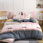 Simple Cotton Sanding Four-piece Set Thickening Small Bed Quilt Cover Pi-Mart