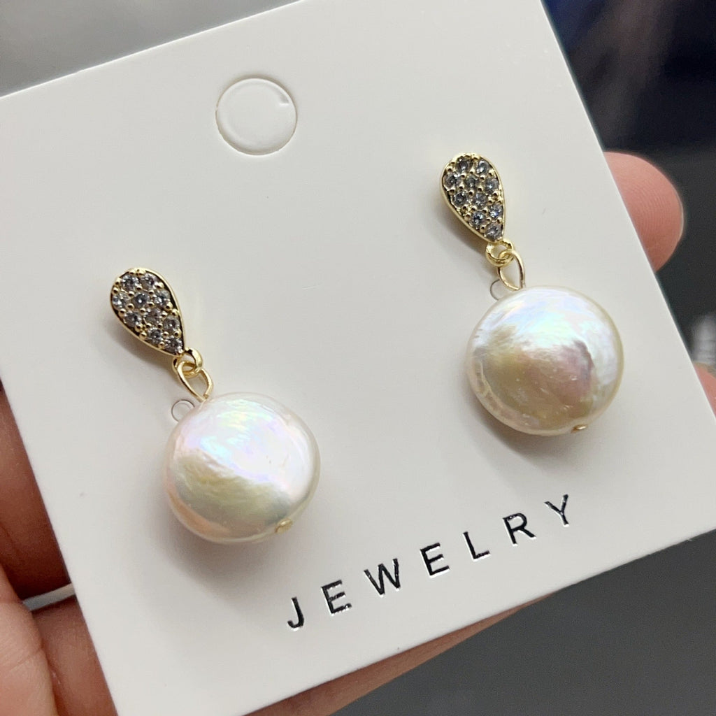 Classic Double Bead Baroque Stud Earrings Pi-Mart