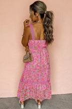 Green Floral Lace Tied Strap Empire Waist Maxi Dress
