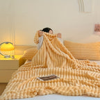 1pc Cozy Double-Sided 3D Rabbit Hair Blanket - Soft, Warm, and Fuzzy for Snuggling Up - Perfect for Office, Outdoor Camping, Sofa, and Gift Giving Lootquake LLC