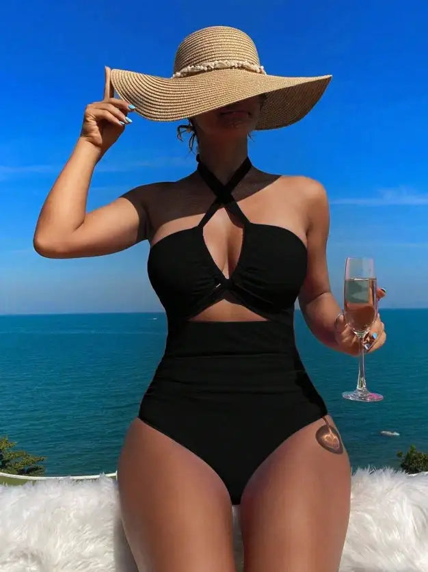 Women's Two-piece Casual Swimsuit P48 Black - SJB-DIAMOND ELITES