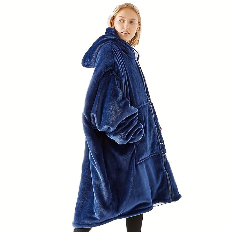 1pc Super Soft Wearable Blanket With Zipper Warm Office Lunch Break Sofa Throw Blanket Shawl Blanket