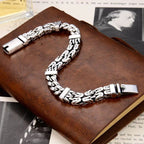 S925 Sterling Silver Trendy Men's Personalized Bracelet New Chinese Style Double Woven Safety Pattern Handmade Chain Pi-Mart