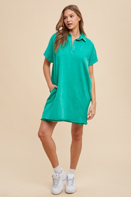 Turquoise Short Sleeve Dress Casual and Comfortable Dress For Women Stevvex