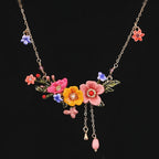 Enamel Colored Three-dimensional Flower Sweet Female Necklace Pi-Mart