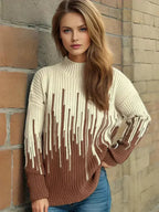 Contrast Mock Neck Long Sleeve Sweater - SJB-DIAMOND ELITES