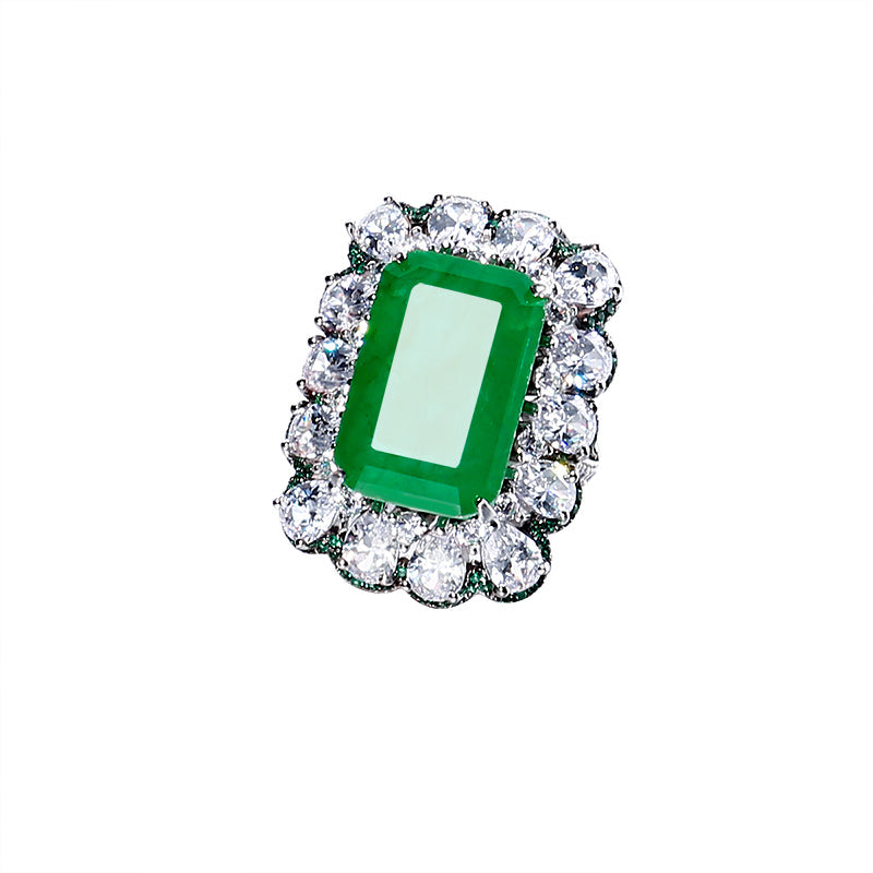 Frosty Sterling Silver Emerald Ring Pi-Mart