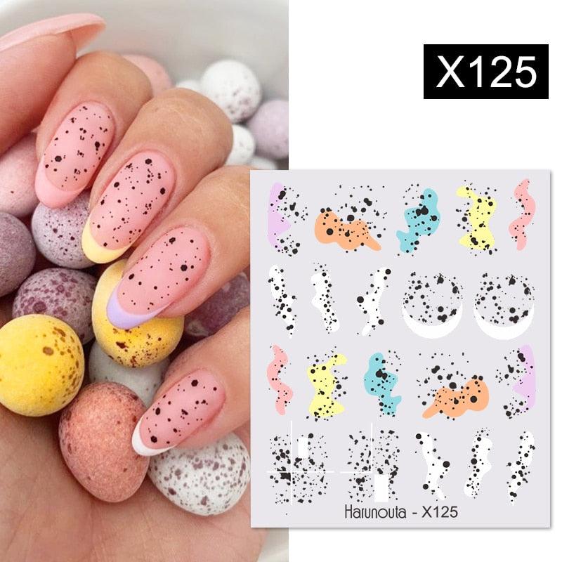 Egg Shell French Lines Water Decals Sticker Geometric Flowers Leaves Bubble Design Slider For Manicuring Nail Art Manicure Lips Nail Art Decorations Slider Nail Art Stickers Decals Nail Art Supplies Valentines Day 3D Self-Adhesive Nail Decorations Stevvex