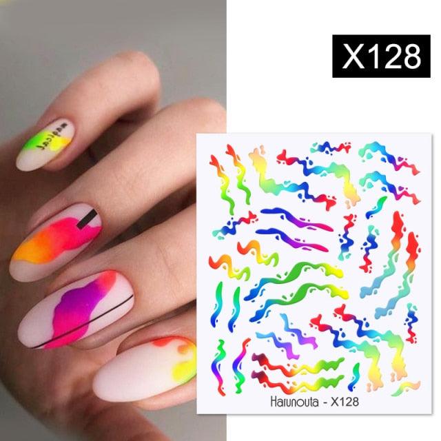 Egg Shell French Lines Water Decals Sticker Geometric Flowers Leaves Bubble Design Slider For Manicuring Nail Art Manicure Lips Nail Art Decorations Slider Nail Art Stickers Decals Nail Art Supplies Valentines Day 3D Self-Adhesive Nail Decorations Stevvex