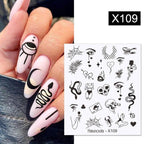 Egg Shell French Lines Water Decals Sticker Geometric Flowers Leaves Bubble Design Slider For Manicuring Nail Art Manicure Lips Nail Art Decorations Slider Nail Art Stickers Decals Nail Art Supplies Valentines Day 3D Self-Adhesive Nail Decorations Stevvex