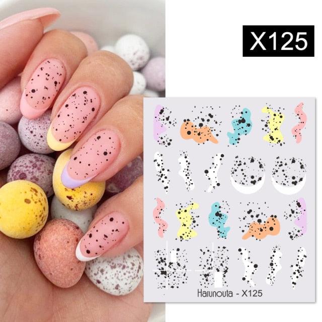 Egg Shell French Lines Water Decals Sticker Geometric Flowers Leaves Bubble Design Slider For Manicuring Nail Art Manicure Lips Nail Art Decorations Slider Nail Art Stickers Decals Nail Art Supplies Valentines Day 3D Self-Adhesive Nail Decorations Stevvex