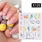 Egg Shell French Lines Water Decals Sticker Geometric Flowers Leaves Bubble Design Slider For Manicuring Nail Art Manicure Lips Nail Art Decorations Slider Nail Art Stickers Decals Nail Art Supplies Valentines Day 3D Self-Adhesive Nail Decorations Stevvex