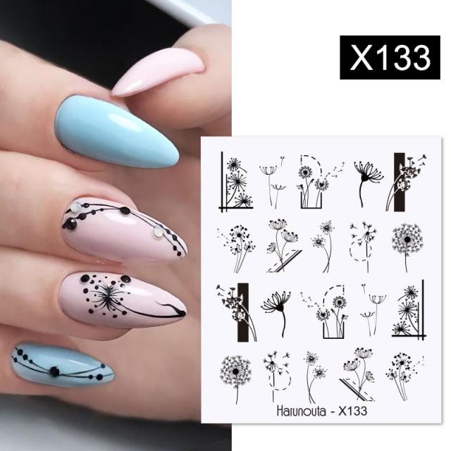 Egg Shell French Lines Water Decals Sticker Geometric Flowers Leaves Bubble Design Slider For Manicuring Nail Art Manicure Lips Nail Art Decorations Slider Nail Art Stickers Decals Nail Art Supplies Valentines Day 3D Self-Adhesive Nail Decorations Stevvex