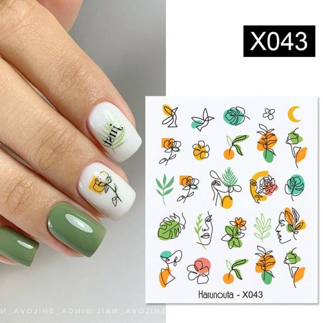 Egg Shell French Lines Water Decals Sticker Geometric Flowers Leaves Bubble Design Slider For Manicuring Nail Art Manicure Lips Nail Art Decorations Slider Nail Art Stickers Decals Nail Art Supplies Valentines Day 3D Self-Adhesive Nail Decorations Stevvex