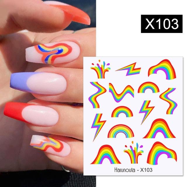 Egg Shell French Lines Water Decals Sticker Geometric Flowers Leaves Bubble Design Slider For Manicuring Nail Art Manicure Lips Nail Art Decorations Slider Nail Art Stickers Decals Nail Art Supplies Valentines Day 3D Self-Adhesive Nail Decorations Stevvex