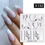 Egg Shell French Lines Water Decals Sticker Geometric Flowers Leaves Bubble Design Slider For Manicuring Nail Art Manicure Lips Nail Art Decorations Slider Nail Art Stickers Decals Nail Art Supplies Valentines Day 3D Self-Adhesive Nail Decorations Stevvex