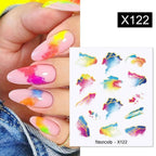 Egg Shell French Lines Water Decals Sticker Geometric Flowers Leaves Bubble Design Slider For Manicuring Nail Art Manicure Lips Nail Art Decorations Slider Nail Art Stickers Decals Nail Art Supplies Valentines Day 3D Self-Adhesive Nail Decorations Stevvex