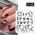 Egg Shell French Lines Water Decals Sticker Geometric Flowers Leaves Bubble Design Slider For Manicuring Nail Art Manicure Lips Nail Art Decorations Slider Nail Art Stickers Decals Nail Art Supplies Valentines Day 3D Self-Adhesive Nail Decorations Stevvex