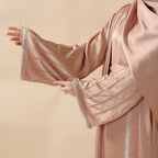 Eid Abaya For Eid Celebrations: Champagne Gold Bead Embroidery Two-Piece Abaya  (MOA113)