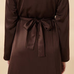 Eid Abaya - Perfect for Eid Celebrations Elegant Dark Brown Three-Piece Bead Embroidery (MOA112)