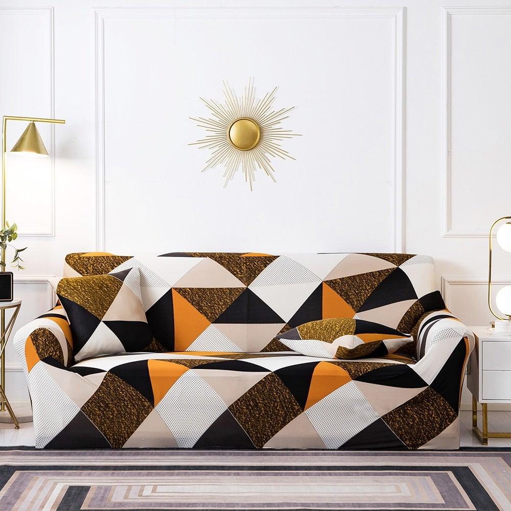 Elastic Plain Floral Printing  Sofa Cover Stretch for Living Room Couch Cover Chair Protector 1/2/3/4 Seater Printed Couch Cover for 3 Cushion Couch  Floral Pattern Sofa Cover with Separate Cushion Cover Pieces Stretch Sofa Slipcover Stevvex