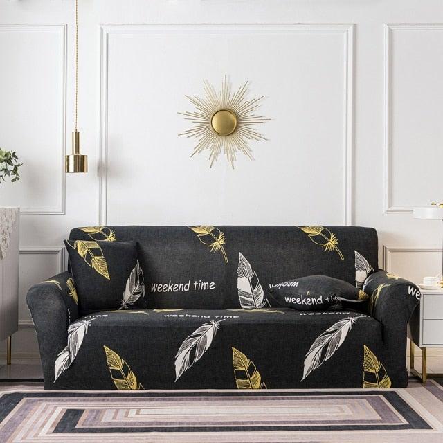 Elastic Plain Floral Printing  Sofa Cover Stretch for Living Room Couch Cover Chair Protector 1/2/3/4 Seater Printed Couch Cover for 3 Cushion Couch  Floral Pattern Sofa Cover with Separate Cushion Cover Pieces Stretch Sofa Slipcover Stevvex