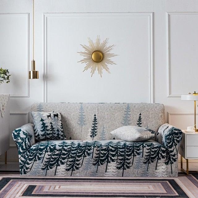 Elastic Plain Floral Printing  Sofa Cover Stretch for Living Room Couch Cover Chair Protector 1/2/3/4 Seater Printed Couch Cover for 3 Cushion Couch  Floral Pattern Sofa Cover with Separate Cushion Cover Pieces Stretch Sofa Slipcover Stevvex