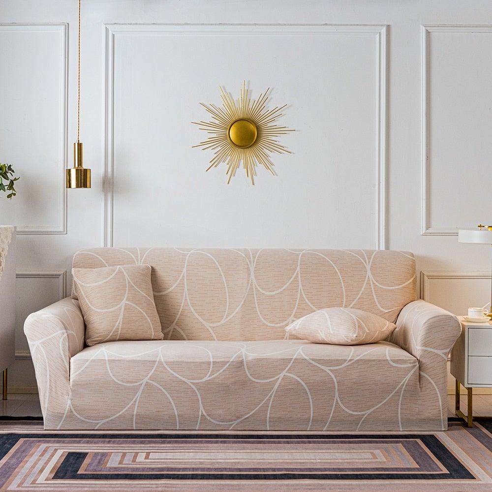 Elastic Plain Floral Printing  Sofa Cover Stretch for Living Room Couch Cover Chair Protector 1/2/3/4 Seater Printed Couch Cover for 3 Cushion Couch  Floral Pattern Sofa Cover with Separate Cushion Cover Pieces Stretch Sofa Slipcover Stevvex
