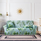 Elastic Plain Floral Printing  Sofa Cover Stretch for Living Room Couch Cover Chair Protector 1/2/3/4 Seater Printed Couch Cover for 3 Cushion Couch  Floral Pattern Sofa Cover with Separate Cushion Cover Pieces Stretch Sofa Slipcover Stevvex