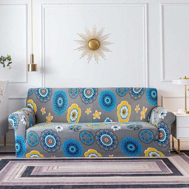 Elastic Plain Floral Printing  Sofa Cover Stretch for Living Room Couch Cover Chair Protector 1/2/3/4 Seater Printed Couch Cover for 3 Cushion Couch  Floral Pattern Sofa Cover with Separate Cushion Cover Pieces Stretch Sofa Slipcover Stevvex