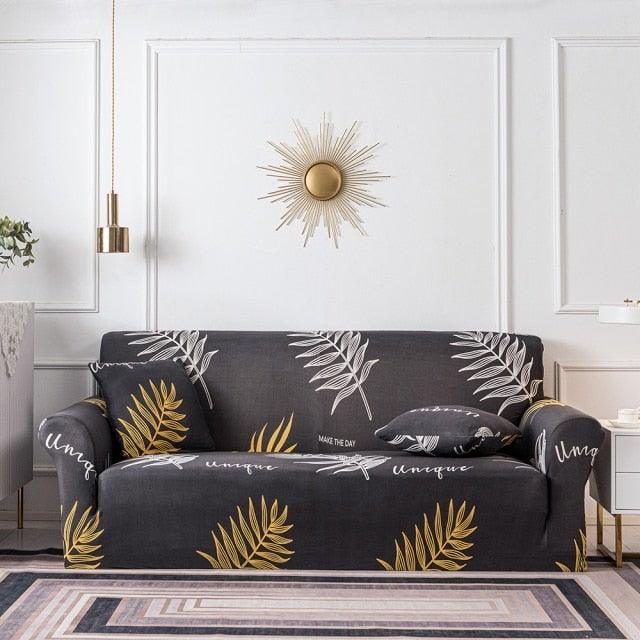 Elastic Plain Floral Printing  Sofa Cover Stretch for Living Room Couch Cover Chair Protector 1/2/3/4 Seater Printed Couch Cover for 3 Cushion Couch  Floral Pattern Sofa Cover with Separate Cushion Cover Pieces Stretch Sofa Slipcover Stevvex