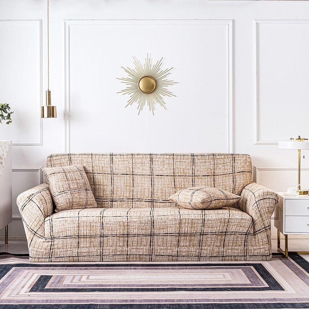 Elastic Plain Floral Printing  Sofa Cover Stretch for Living Room Couch Cover Chair Protector 1/2/3/4 Seater Printed Couch Cover for 3 Cushion Couch  Floral Pattern Sofa Cover with Separate Cushion Cover Pieces Stretch Sofa Slipcover Stevvex