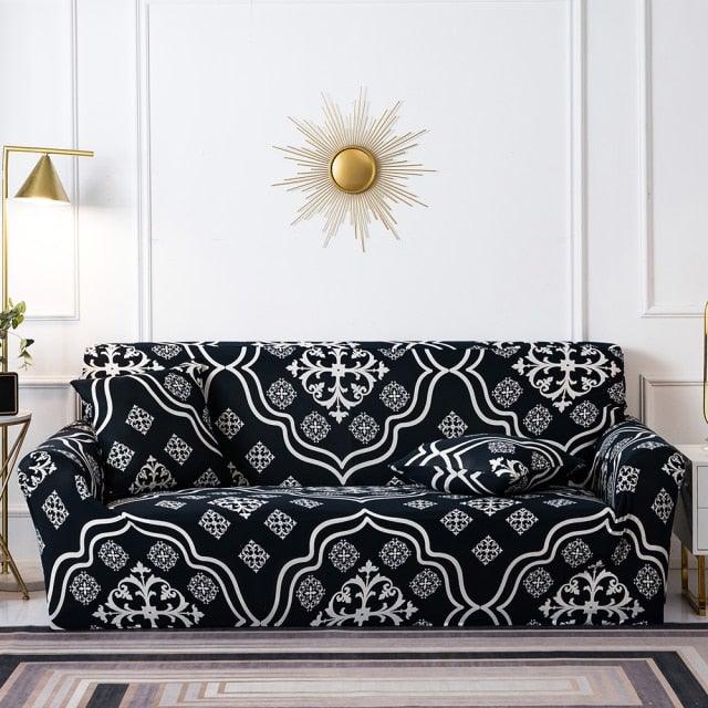 Elastic Plain Floral Printing  Sofa Cover Stretch for Living Room Couch Cover Chair Protector 1/2/3/4 Seater Printed Couch Cover for 3 Cushion Couch  Floral Pattern Sofa Cover with Separate Cushion Cover Pieces Stretch Sofa Slipcover Stevvex