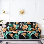 Elastic Plain Floral Printing  Sofa Cover Stretch for Living Room Couch Cover Chair Protector 1/2/3/4 Seater Printed Couch Cover for 3 Cushion Couch  Floral Pattern Sofa Cover with Separate Cushion Cover Pieces Stretch Sofa Slipcover Stevvex