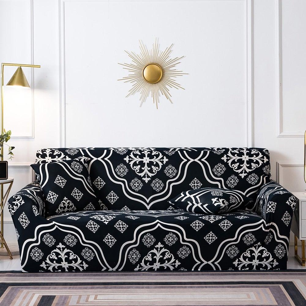 Elastic Plain Floral Printing  Sofa Cover Stretch for Living Room Couch Cover Chair Protector 1/2/3/4 Seater Printed Couch Cover for 3 Cushion Couch  Floral Pattern Sofa Cover with Separate Cushion Cover Pieces Stretch Sofa Slipcover Stevvex