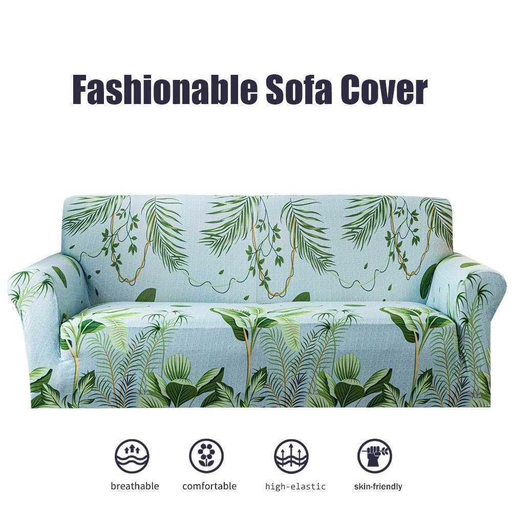 Elastic Plain Floral Printing  Sofa Cover Stretch for Living Room Couch Cover Chair Protector 1/2/3/4 Seater Printed Couch Cover for 3 Cushion Couch  Floral Pattern Sofa Cover with Separate Cushion Cover Pieces Stretch Sofa Slipcover Stevvex