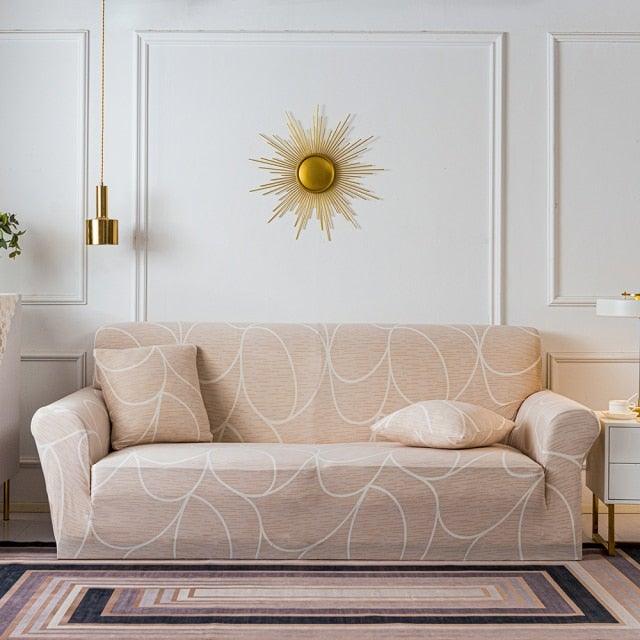 Elastic Plain Floral Printing  Sofa Cover Stretch for Living Room Couch Cover Chair Protector 1/2/3/4 Seater Printed Couch Cover for 3 Cushion Couch  Floral Pattern Sofa Cover with Separate Cushion Cover Pieces Stretch Sofa Slipcover Stevvex