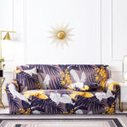 Elastic Plain Floral Printing  Sofa Cover Stretch for Living Room Couch Cover Chair Protector 1/2/3/4 Seater Printed Couch Cover for 3 Cushion Couch  Floral Pattern Sofa Cover with Separate Cushion Cover Pieces Stretch Sofa Slipcover Stevvex