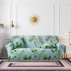 Elastic Plain Floral Printing  Sofa Cover Stretch for Living Room Couch Cover Chair Protector 1/2/3/4 Seater Printed Couch Cover for 3 Cushion Couch  Floral Pattern Sofa Cover with Separate Cushion Cover Pieces Stretch Sofa Slipcover Stevvex