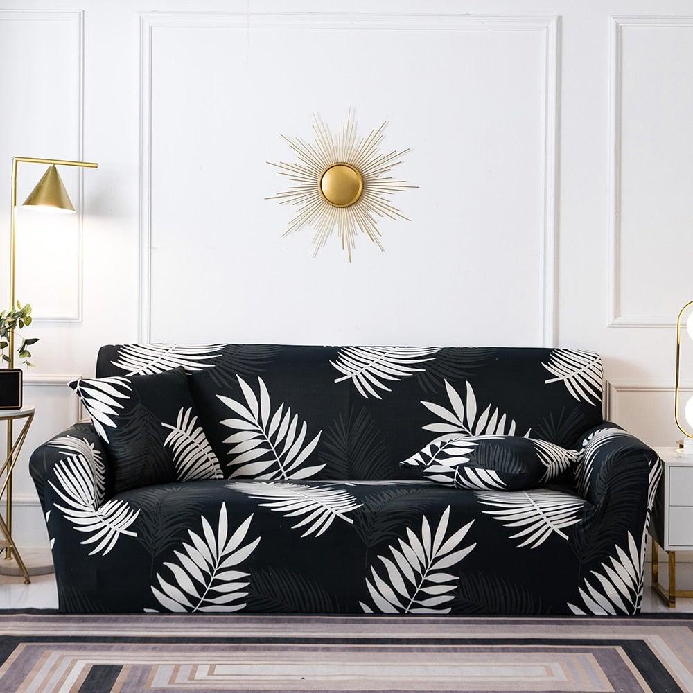 Elastic Plain Floral Printing  Sofa Cover Stretch for Living Room Couch Cover Chair Protector 1/2/3/4 Seater Printed Couch Cover for 3 Cushion Couch  Floral Pattern Sofa Cover with Separate Cushion Cover Pieces Stretch Sofa Slipcover Stevvex