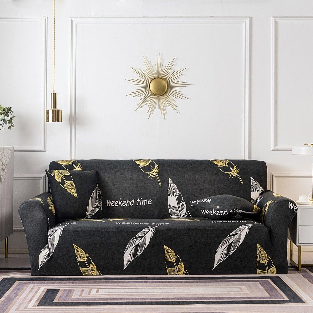 Elastic Plain Floral Printing  Sofa Cover Stretch for Living Room Couch Cover Chair Protector 1/2/3/4 Seater Printed Couch Cover for 3 Cushion Couch  Floral Pattern Sofa Cover with Separate Cushion Cover Pieces Stretch Sofa Slipcover Stevvex