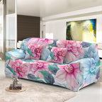 Elastic Sofa Cover For Living Room Stretch Combination Slipcovers Flowers Printed Sectional Couch Covers 1/2/3/4 Seater Floral Pattern Sofa Cover With Separate Cushion Cover Stretch Armchair Slipcover Washable Furniture Protector Stevvex